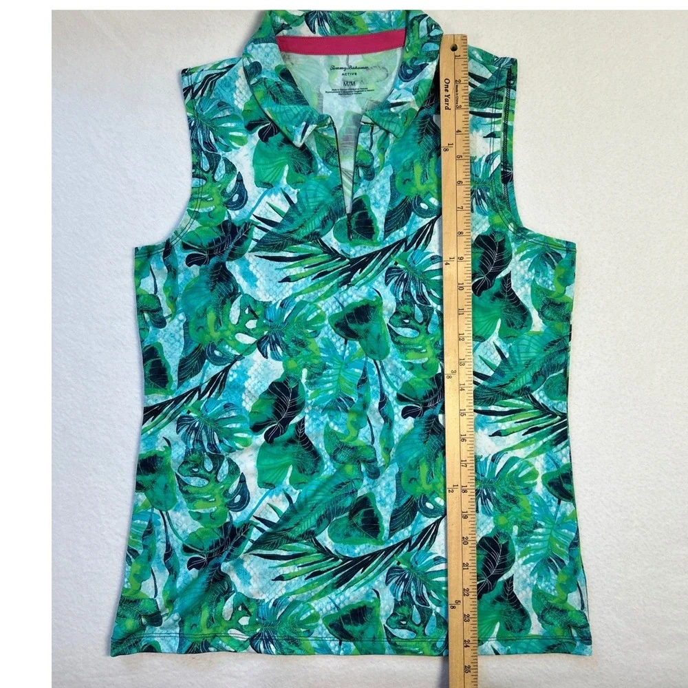 Tommy Bahama Azure Lagoon Tropical 1/4 Zip Sleeveless Golf Shirt Polo Womens Med - Picture 8 of 10